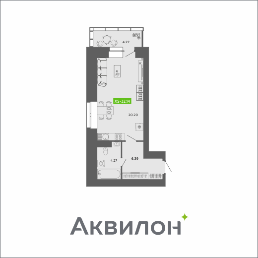 Студия 32 м2 в ЖК RIVER PARK-2 корпус null этаж 11