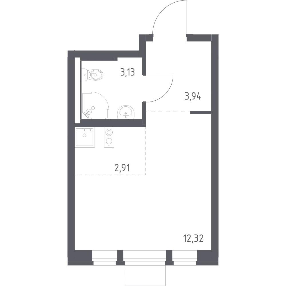 Студия 22 м2 в ЖК Квартал Авиаторов корпус null этаж 9