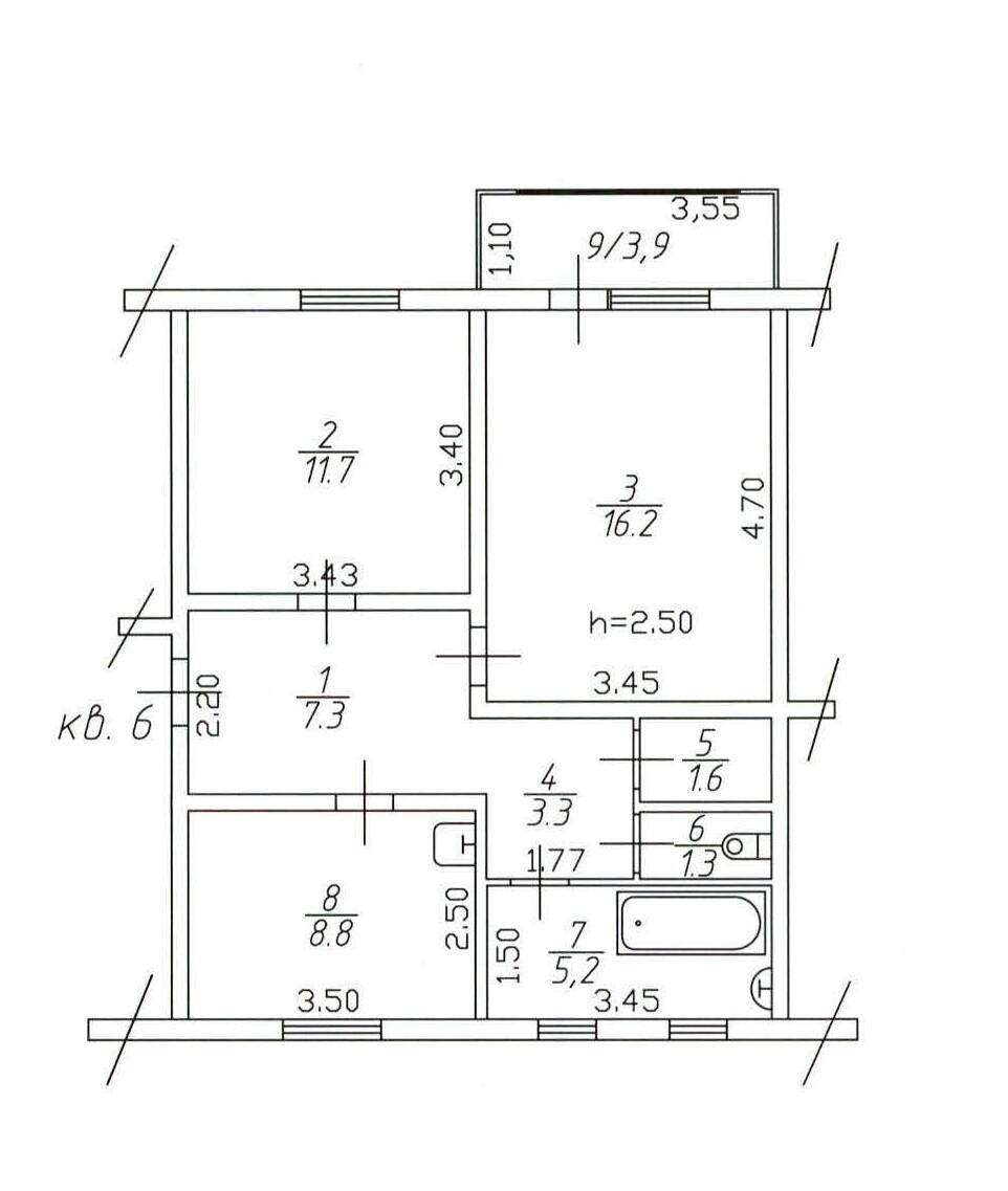 2-комнатная 55.4 м2 в ЖК undefined корпус null этаж 1