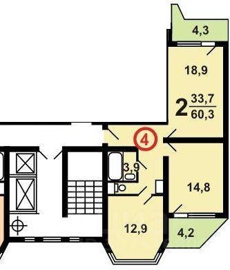 2-комнатная 65 м2 в ЖК undefined корпус null этаж 6