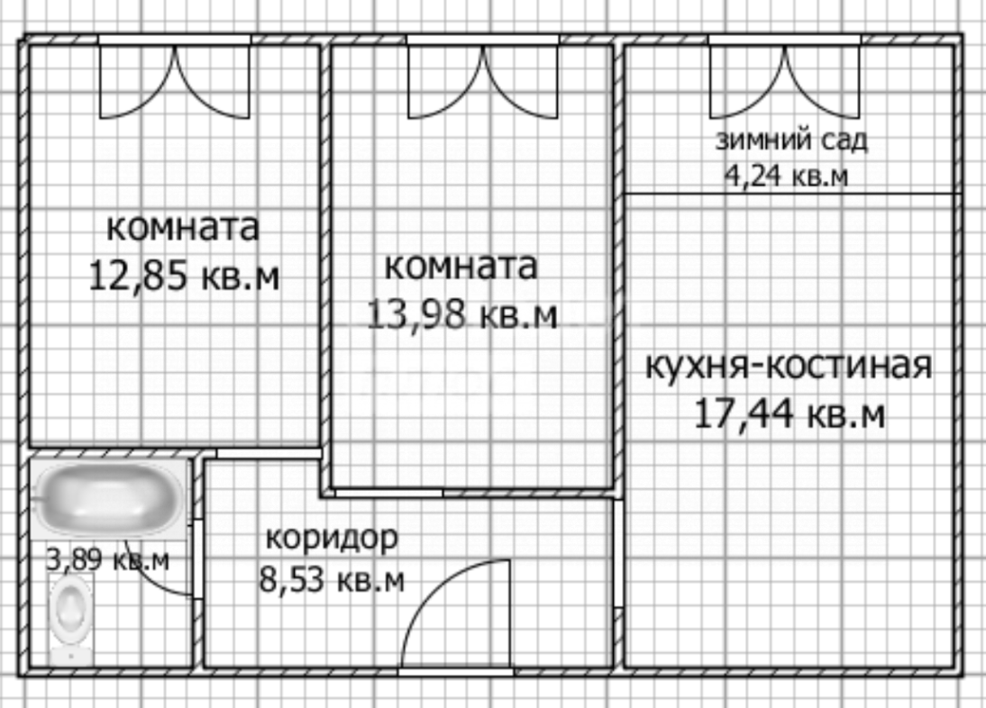 2-комнатная 61 м2 в ЖК undefined корпус null этаж 12