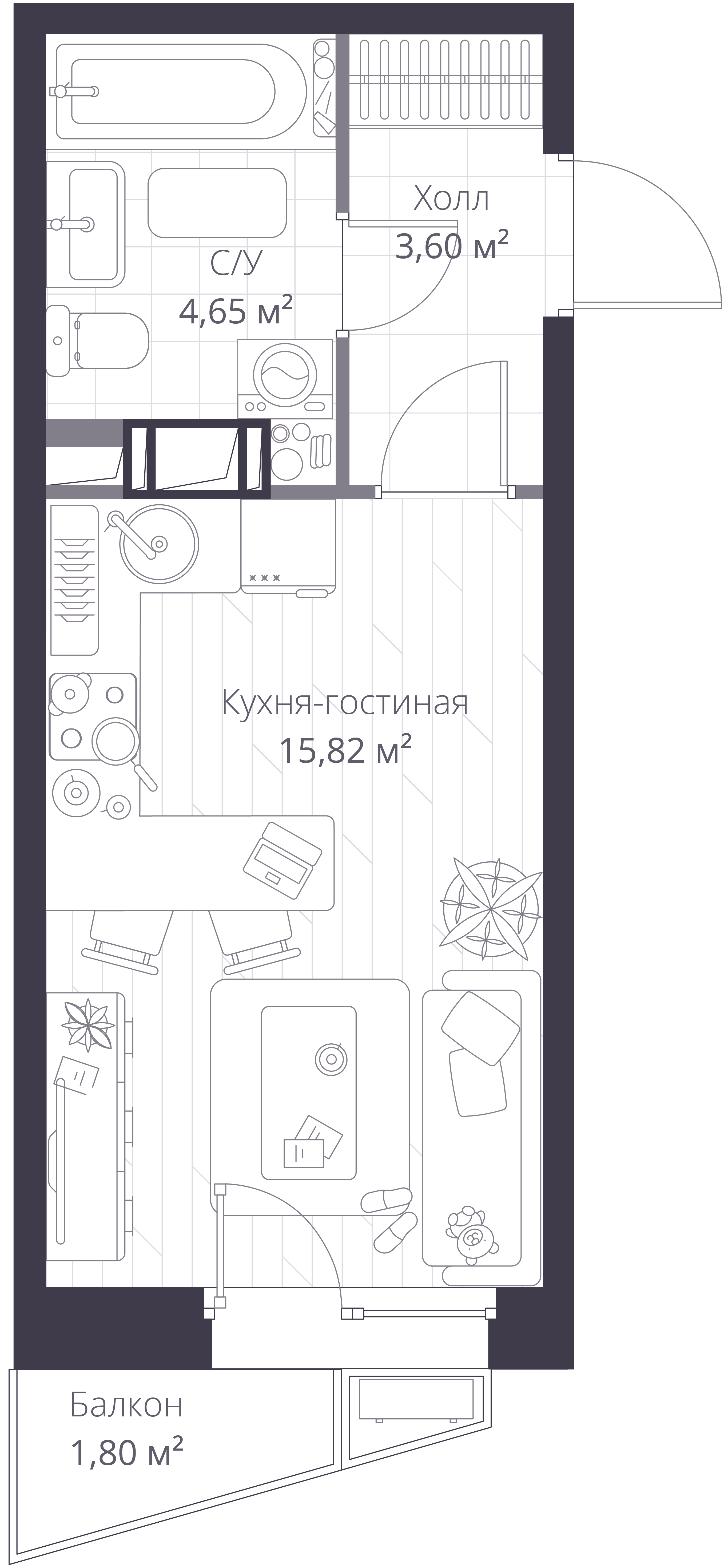 Студия 24 м2 в ЖК VEREN NORT Сертолово корпус null этаж 11