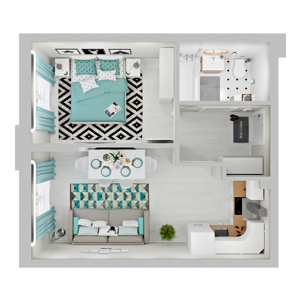 1-комнатная 37 м2 в ЖК Зеленая территория корпус null этаж 5