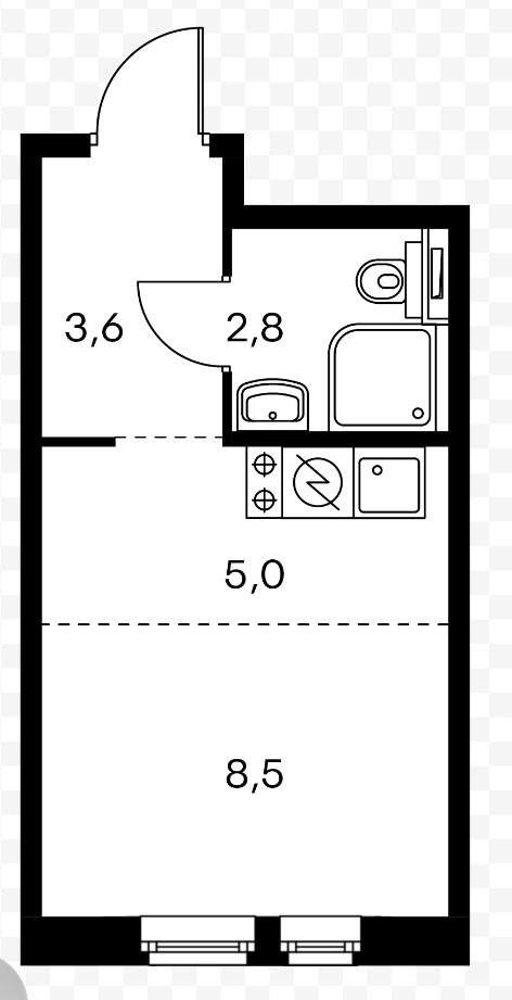 Студия 19.6 м2 в ЖК undefined корпус null этаж 7