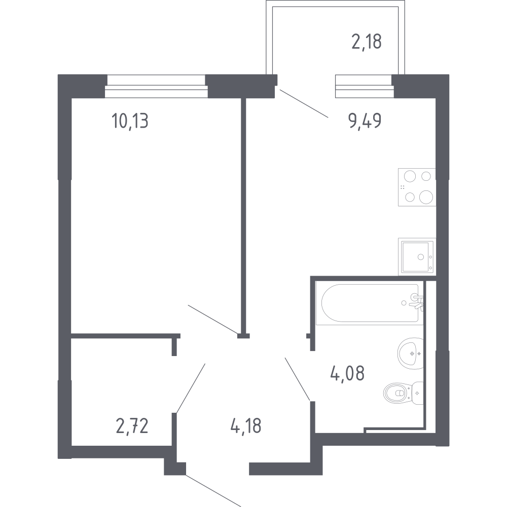 1-комнатная 31 м2 в ЖК Чаркова 72 корпус null этаж 5