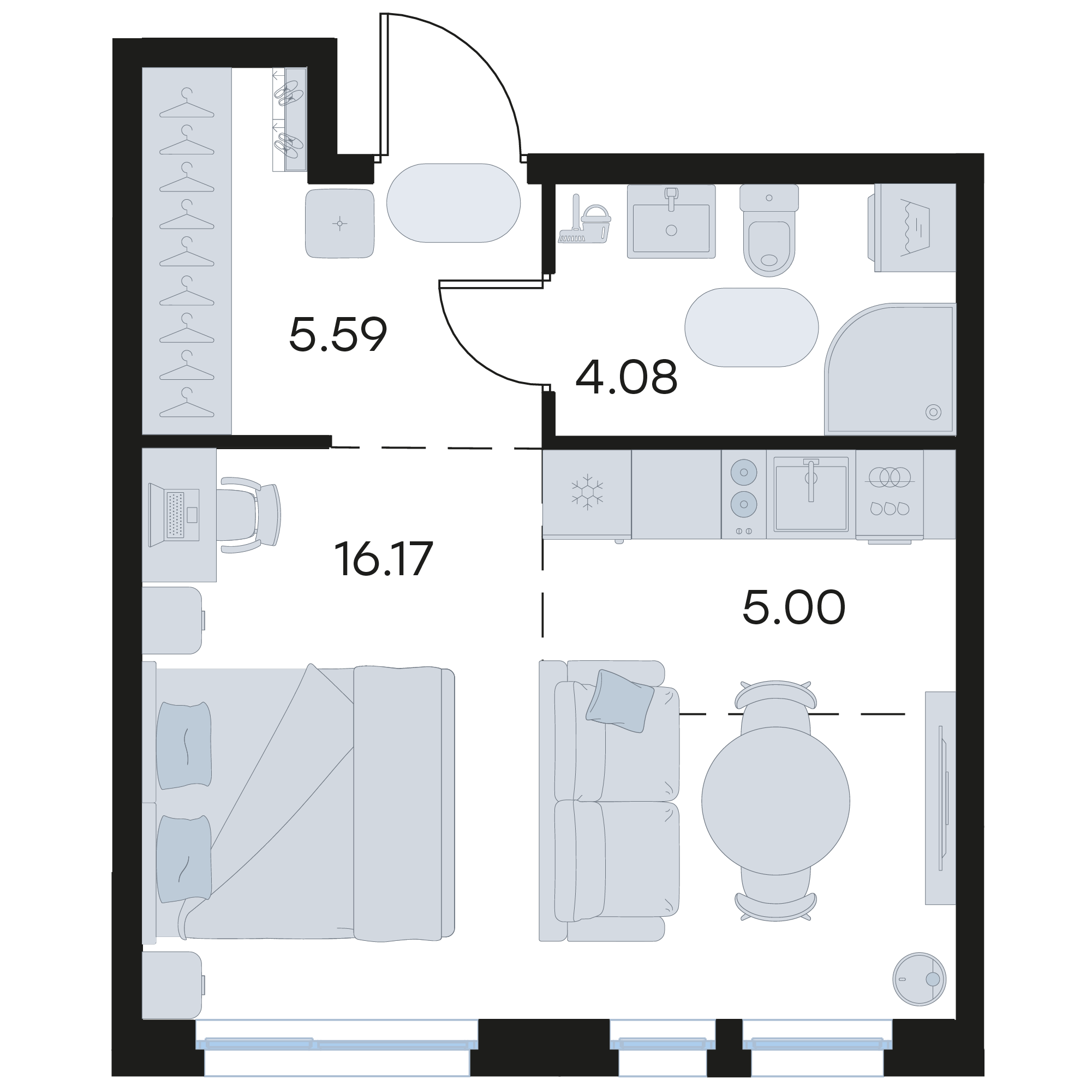 Студия 30 м2 в ЖК GloraX Октябрьский корпус null этаж 8