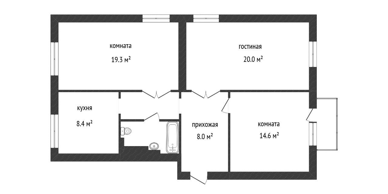 3-комнатная 77 м2 в ЖК undefined корпус null этаж 3