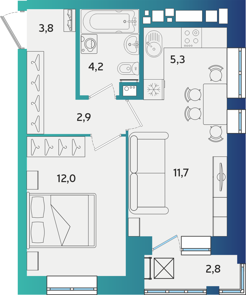 2-комнатная 41 м2 в ЖК Васнецово корпус null этаж 15