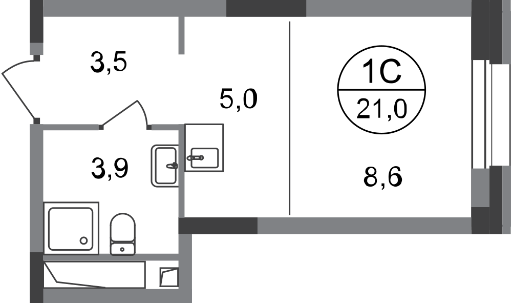 Студия 21 м2 в ЖК Первый Московский корпус null этаж 16