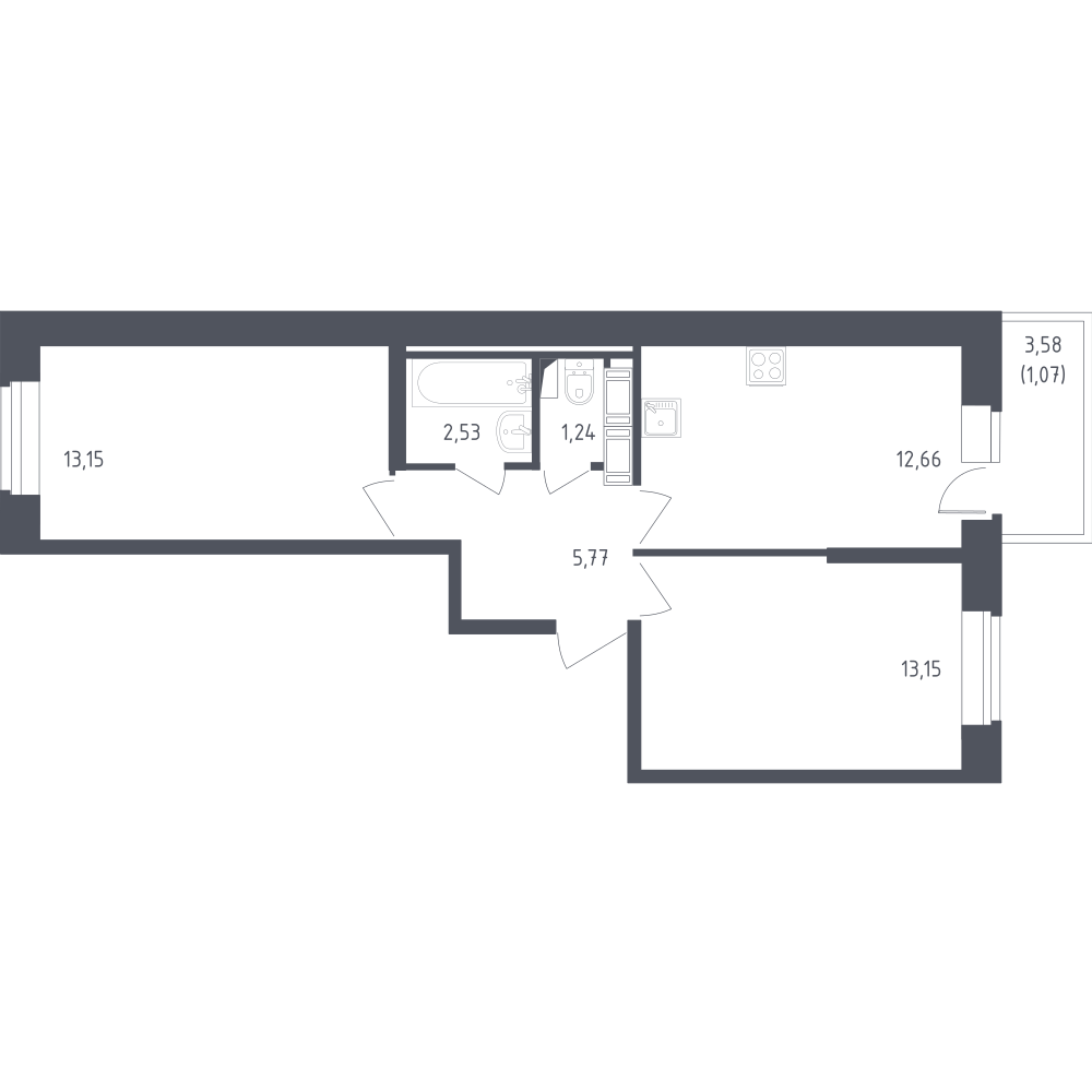2-комнатная 50 м2 в ЖК Новое Колпино корпус null этаж 4