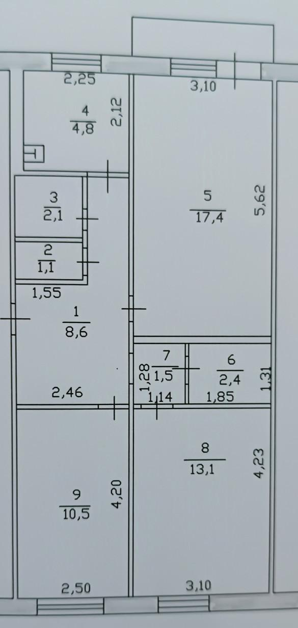 3-комнатная 61.5 м2 в ЖК undefined корпус null этаж 4