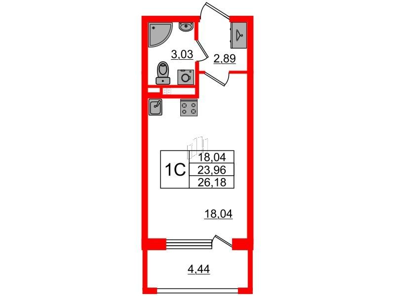 Студия 23 м2 в ЖК Дворцовый фасад корпус null этаж 2