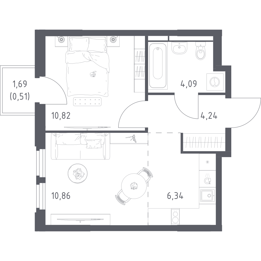 Студия 36 м2 в ЖК Космический Квартал корпус null этаж 9