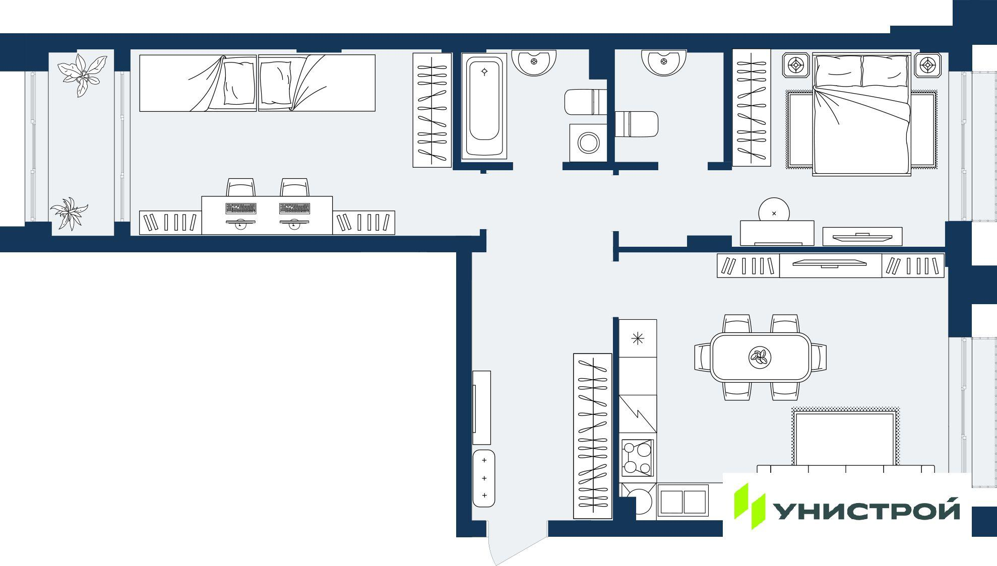 2-комнатная 72 м2 в ЖК ГРАНД БЕРЕГ корпус null этаж 11
