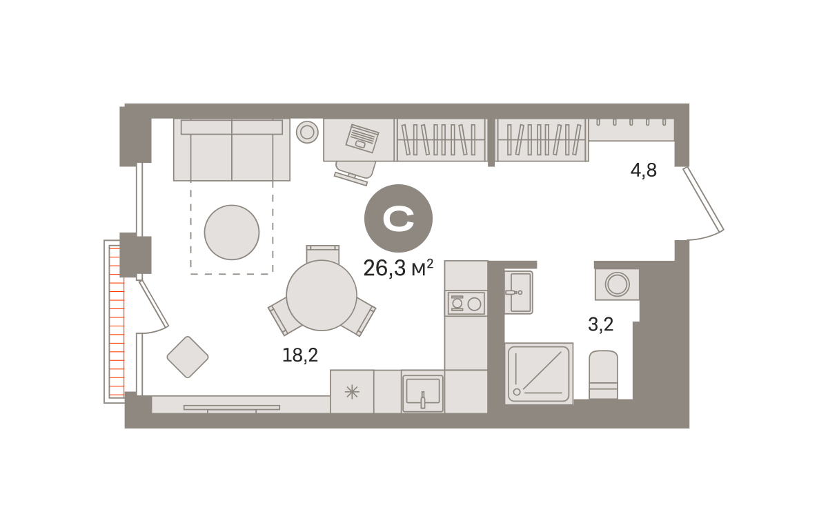 Студия 26 м2 в ЖК Квартал Герцена корпус null этаж 12