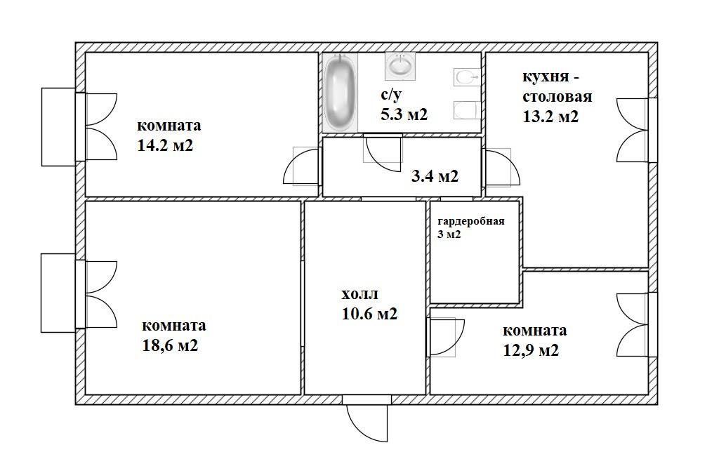 3-комнатная 80.9 м2 в ЖК undefined корпус null этаж 3