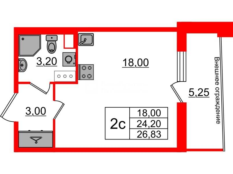 Студия 24 м2 в ЖК Бионика Заповедная корпус null этаж 10