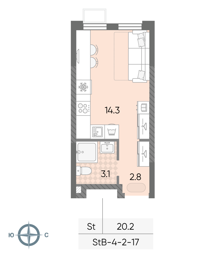 Студия 20 м2 в ЖК ЛУЧИ корпус null этаж 10