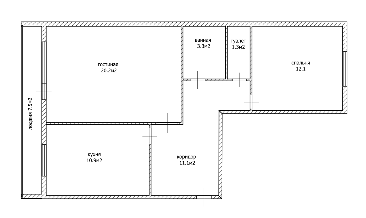 2-комнатная 58.9 м2 в ЖК undefined корпус null этаж 13