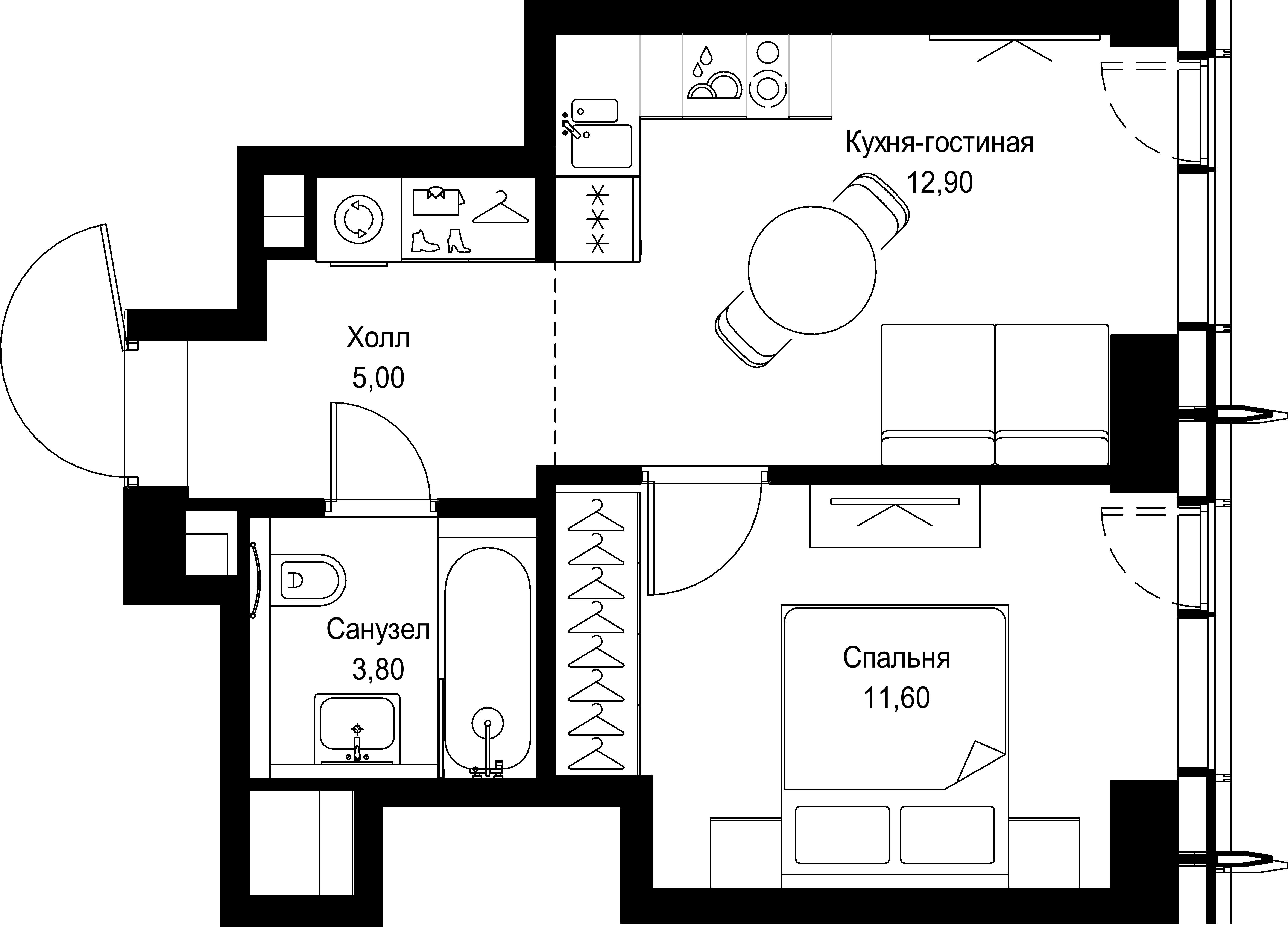 1-комнатная 33 м2 в ЖК CITY BAY корпус null этаж 10