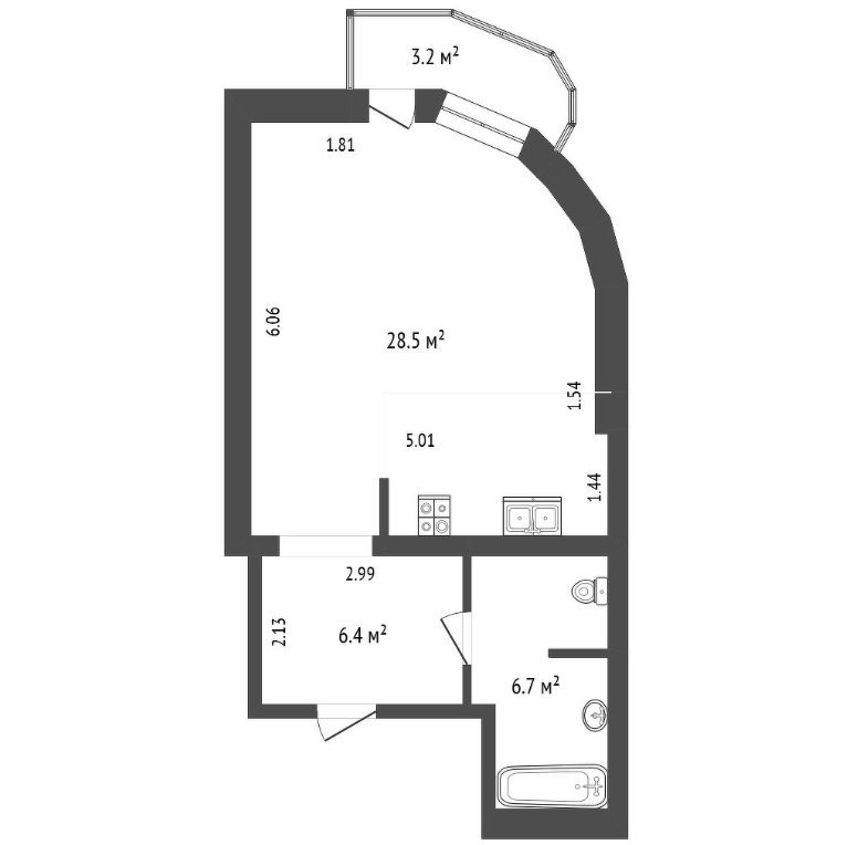 Студия 41.6 м2 в ЖК undefined корпус null этаж 5