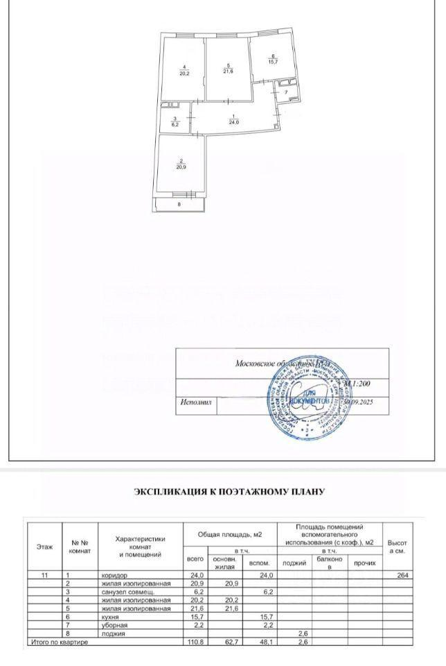 3-комнатная 110.8 м2 в ЖК undefined корпус null этаж 9