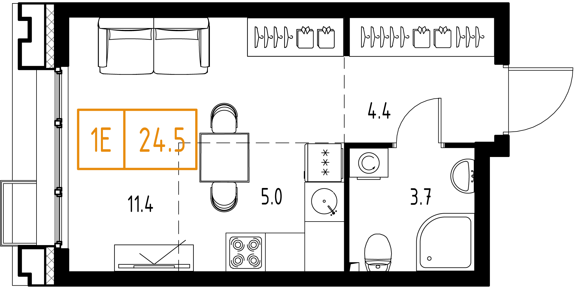 Студия 24 м2 в ЖК Skolkovo One корпус null этаж 3