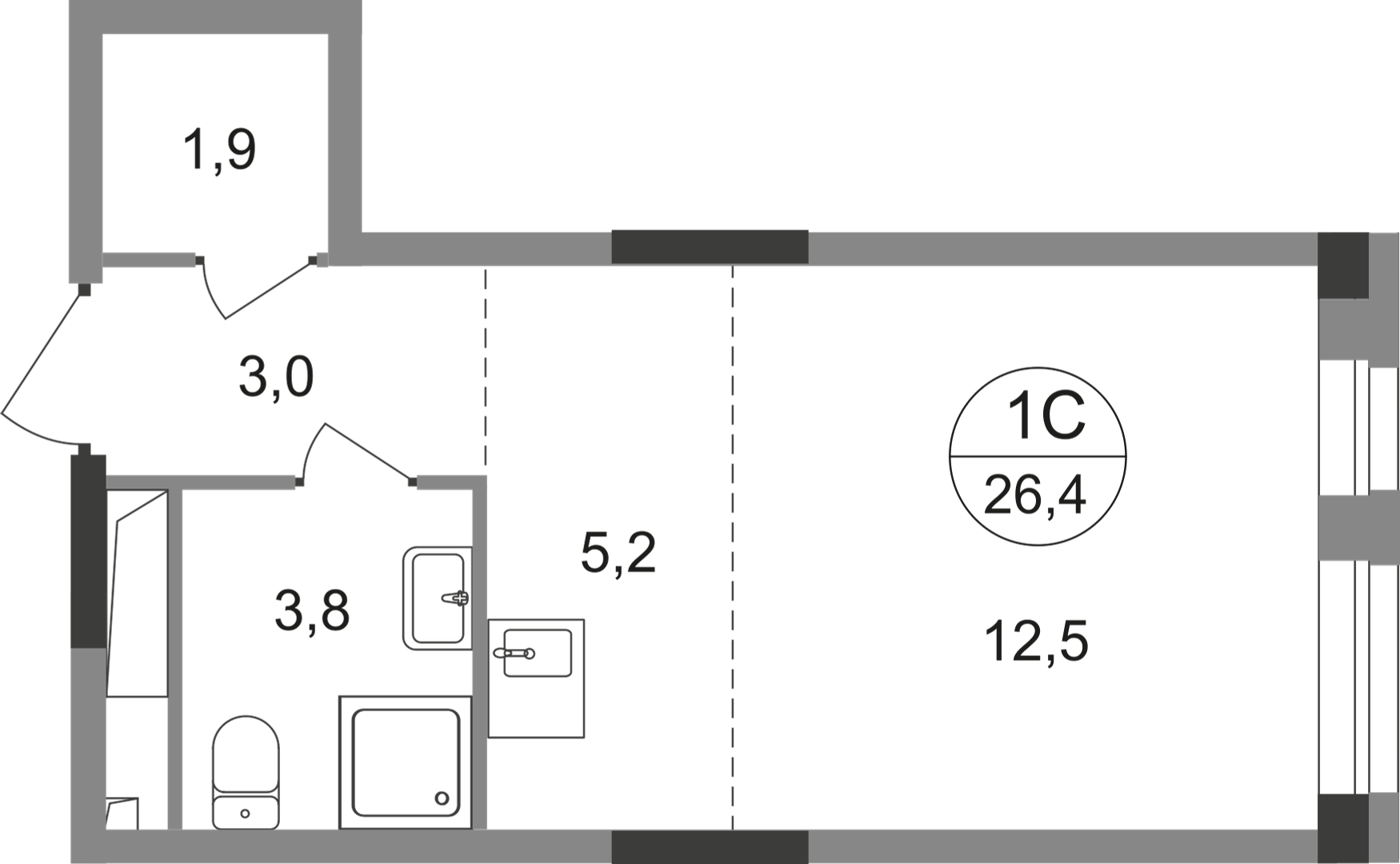 Студия 26 м2 в ЖК Первый Московский корпус null этаж 14