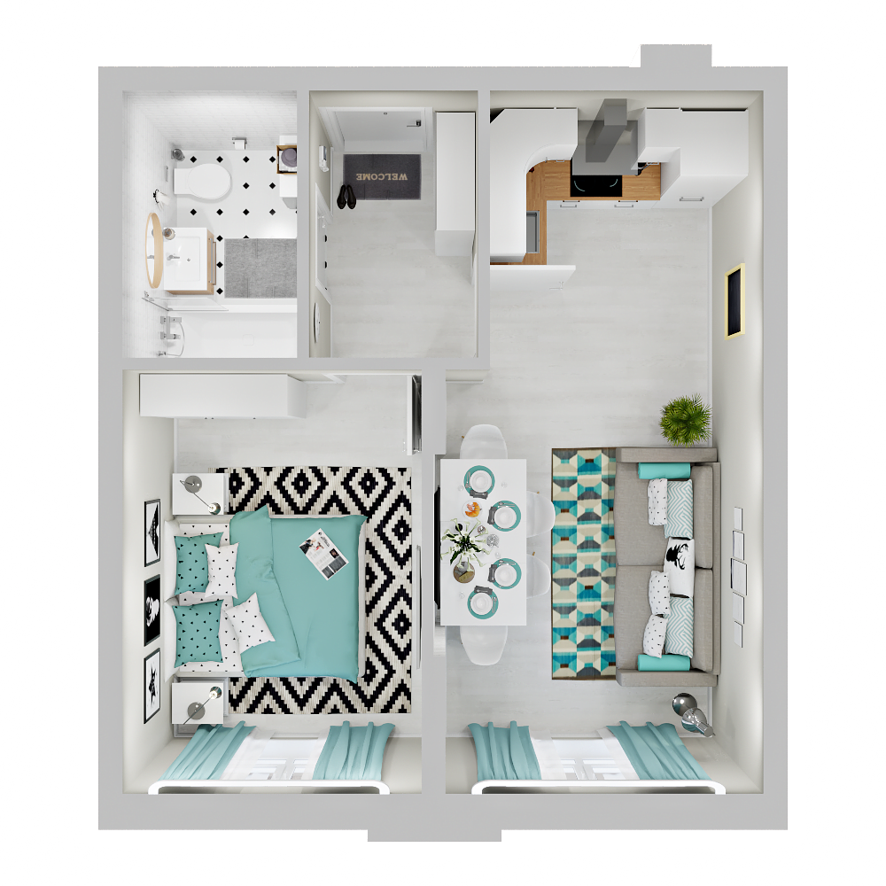 1-комнатная 37 м2 в ЖК Зеленая территория корпус null этаж 4