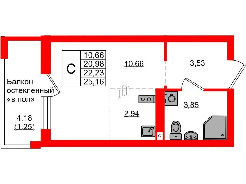 Студия 22 м2 в ЖК Консул корпус null этаж 7