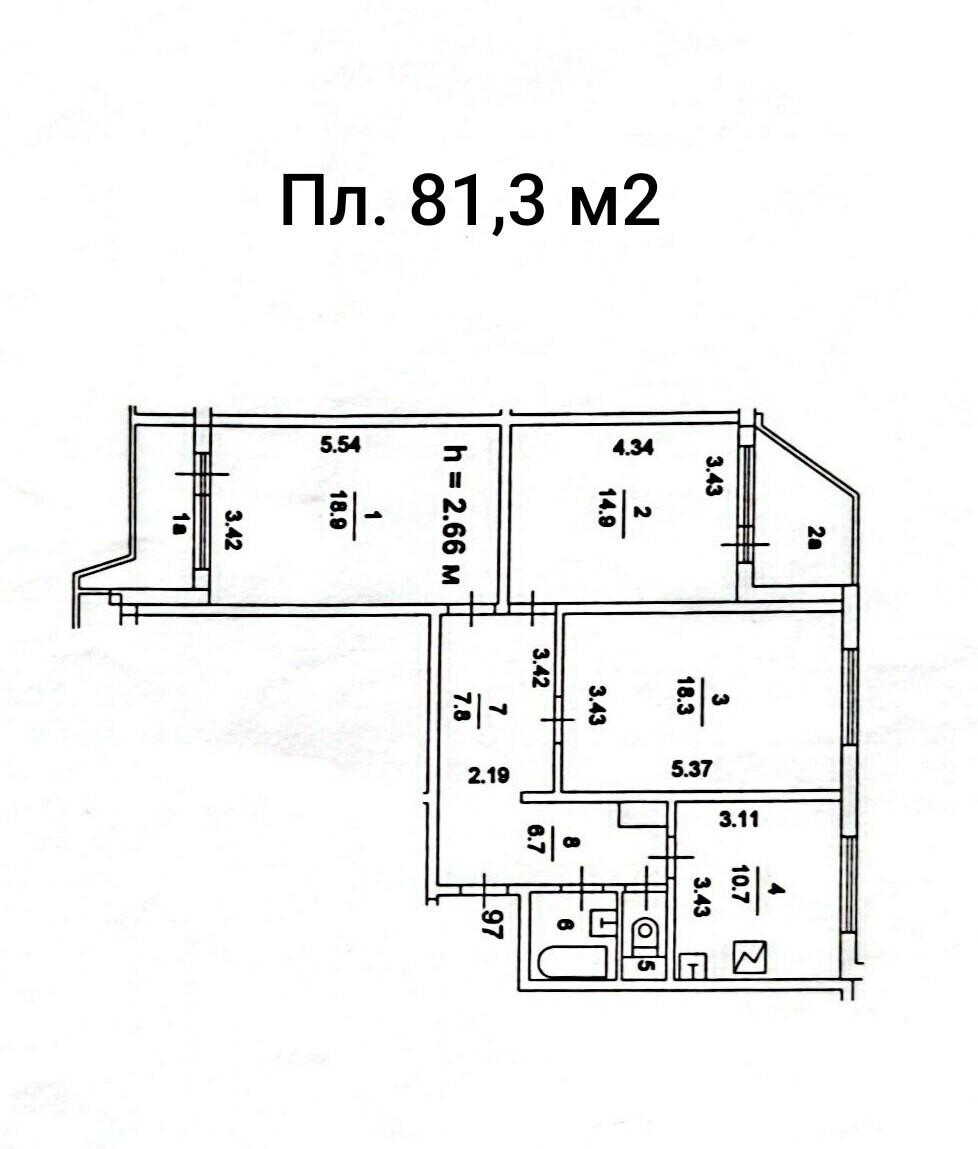 3-комнатная 81.3 м2 в ЖК undefined корпус null этаж 9