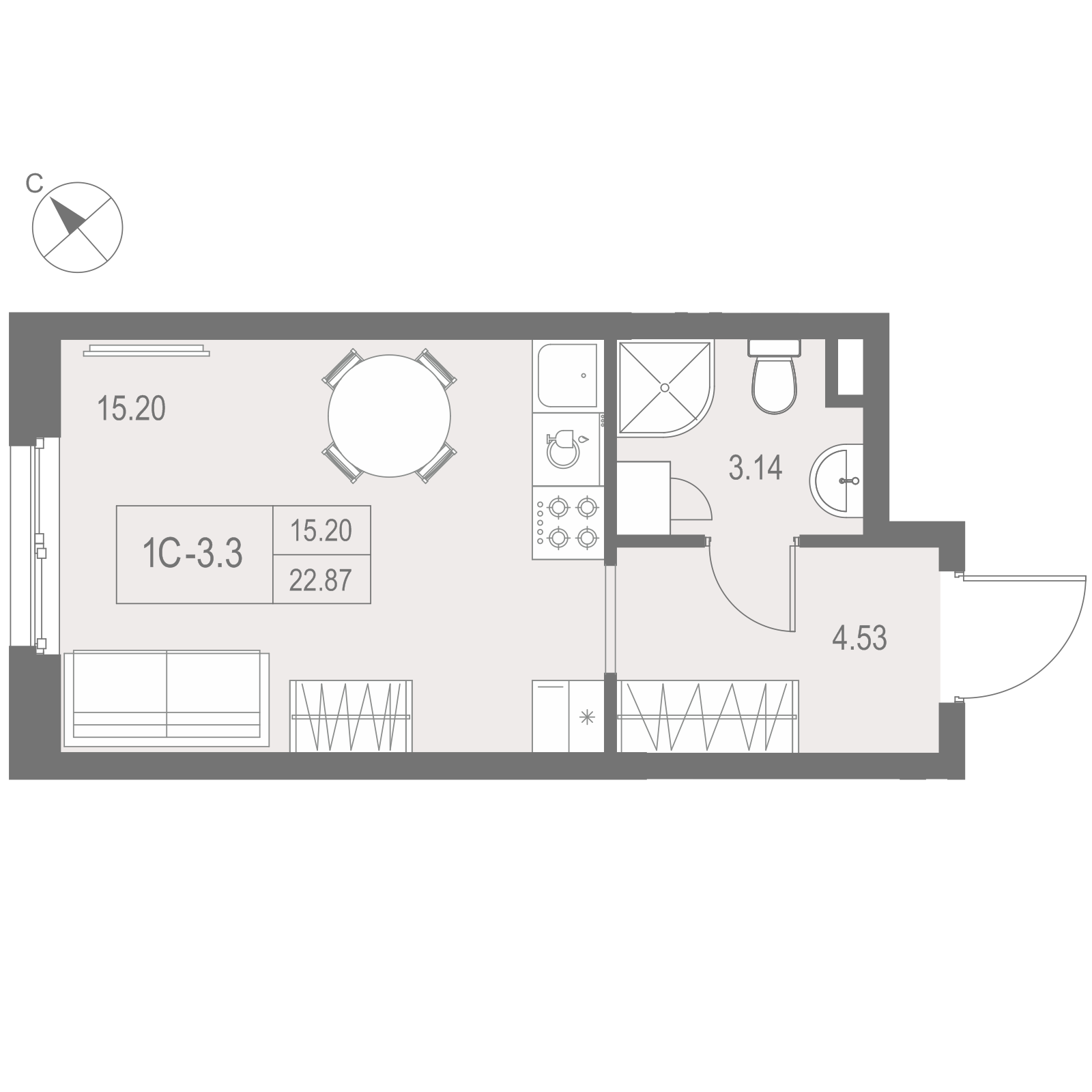 Студия 22 м2 в ЖК Зум на Неве корпус null этаж 2