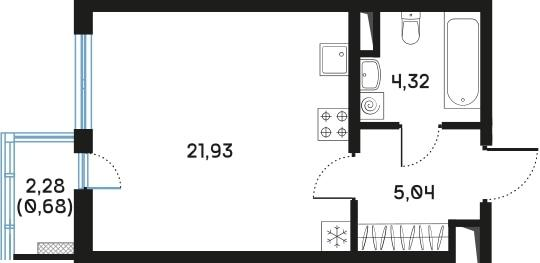 Студия 32 м2 в ЖК Регенбоген корпус null этаж 8
