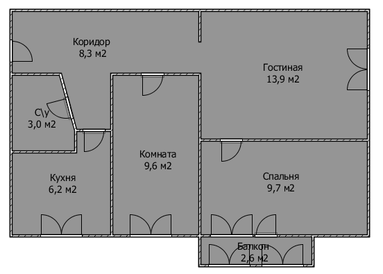 3-комнатная 51.5 м2 в ЖК undefined корпус null этаж 5