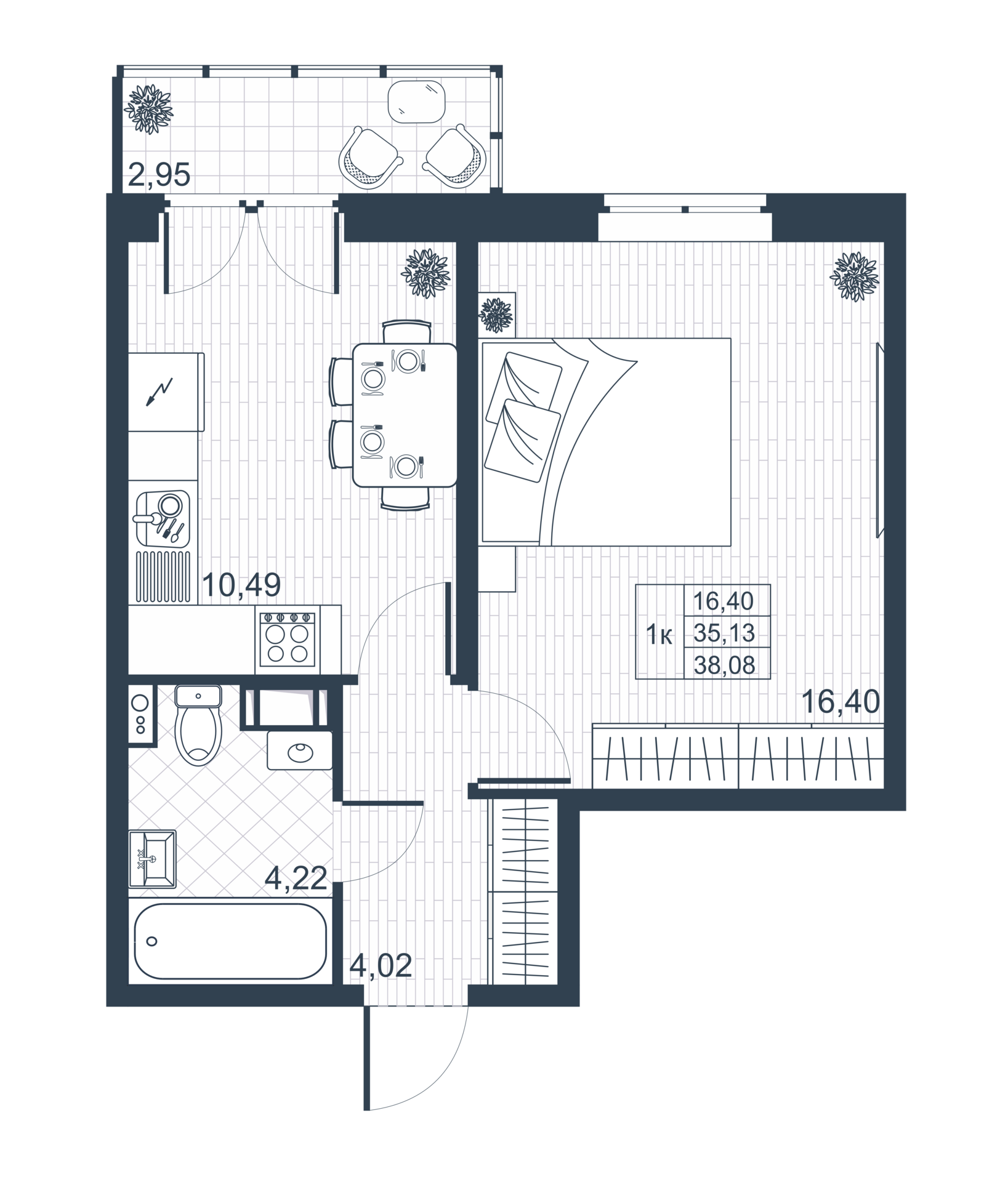 1-комнатная 36 м2 в ЖК Ново-Антропшино корпус null этаж 7