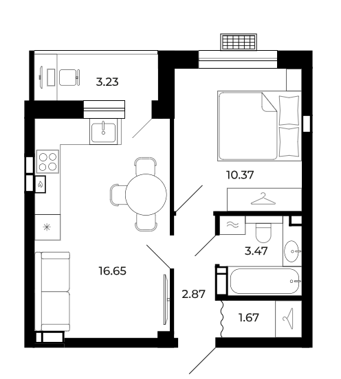 1-комнатная 37.7 м2 в ЖК undefined корпус null этаж 9