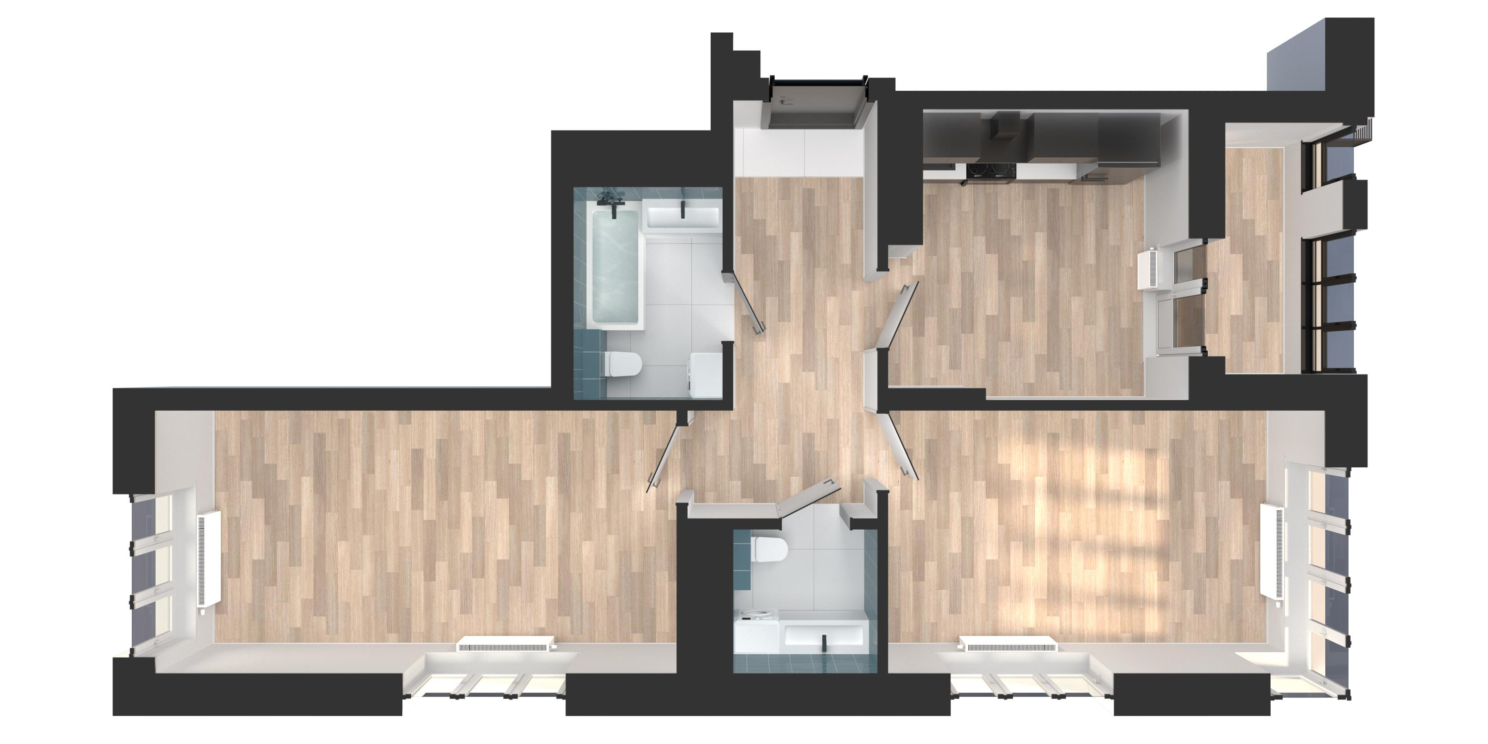 2-комнатная 55 м2 в ЖК Солнечный город корпус null этаж 3