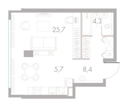 Студия 45 м2 в ЖК River Park Towers Кутузовский корпус null этаж 13
