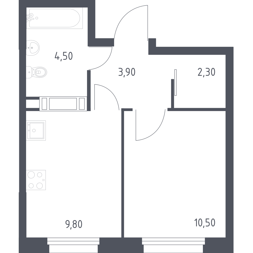 1-комнатная 30 м2 в ЖК Эко Бунино корпус null этаж 9