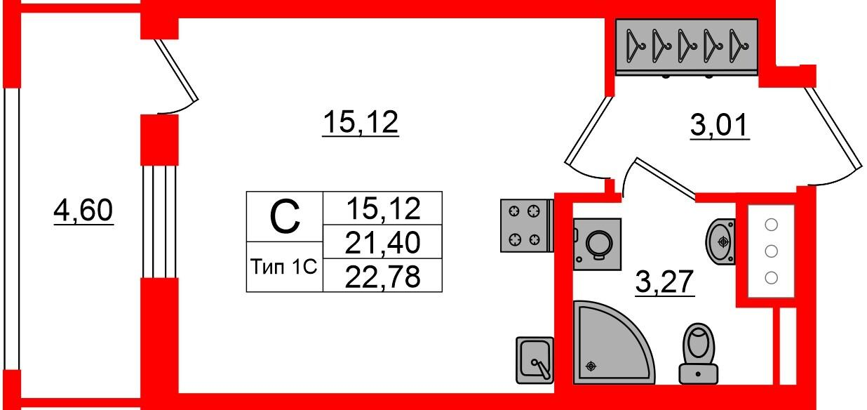 Студия 21 м2 в ЖК Setl Ривьера корпус null этаж 5