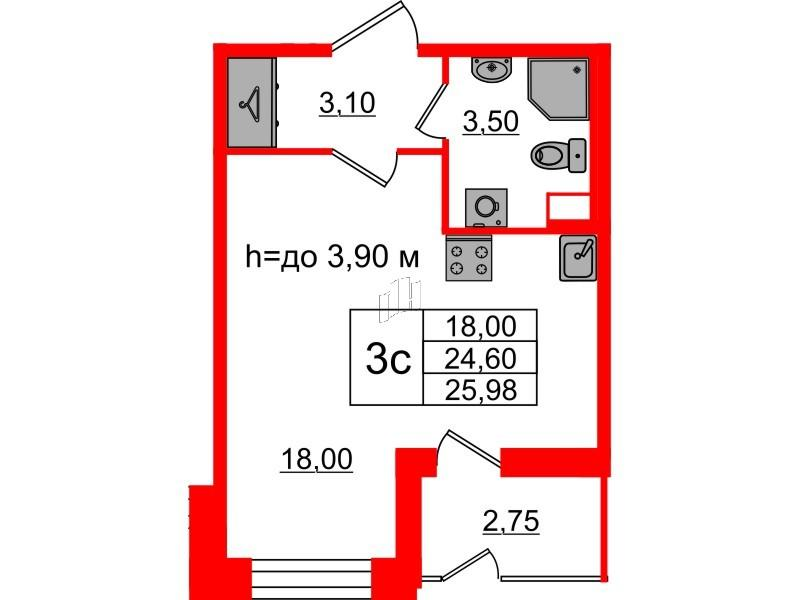 Студия 24 м2 в ЖК Бионика Заповедная корпус null этаж 1