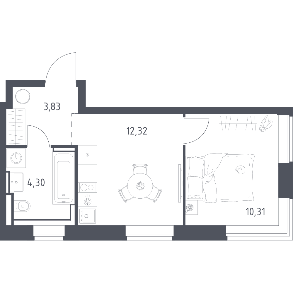 1-комнатная 30 м2 в ЖК Литературный Квартал корпус null этаж 9