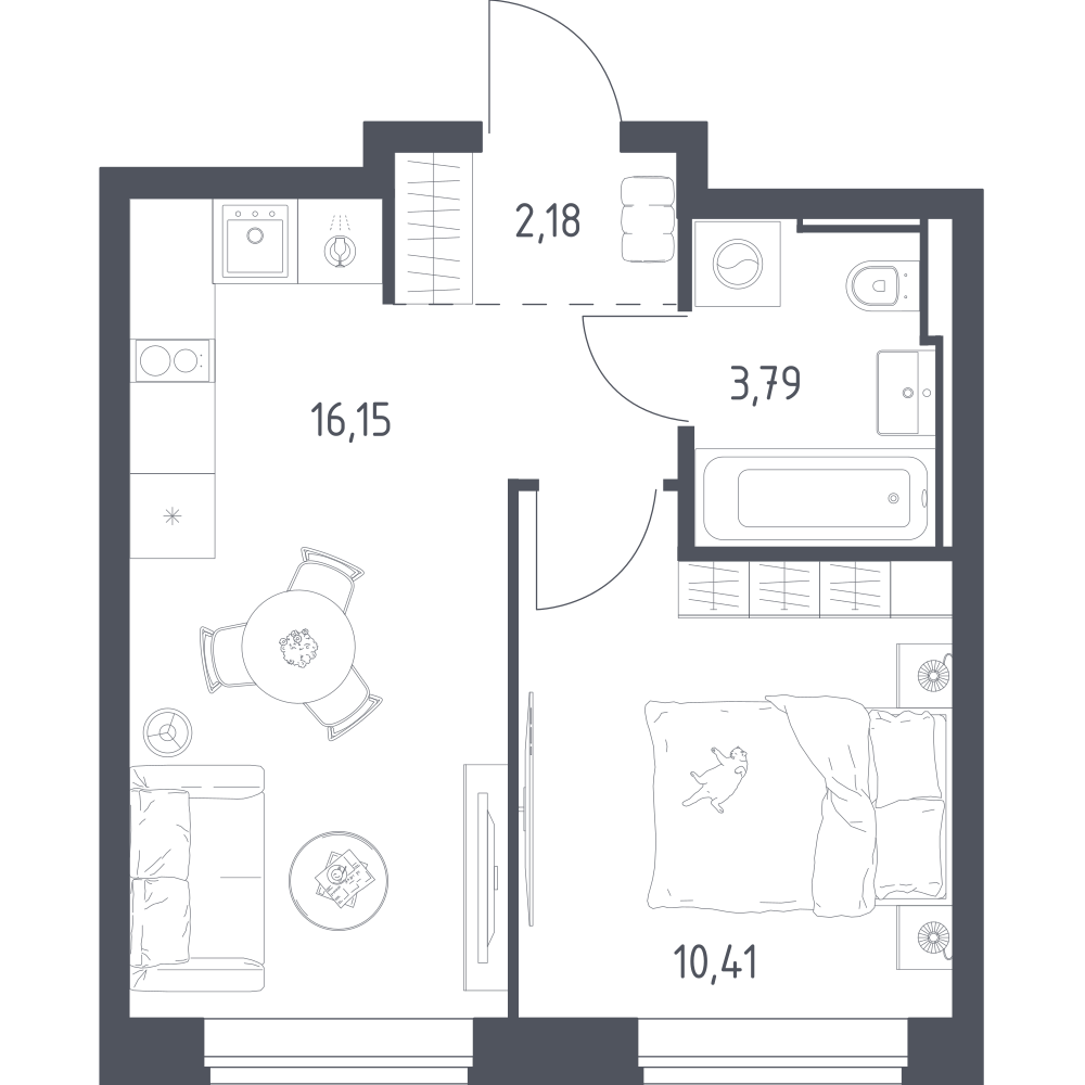 1-комнатная 32 м2 в ЖК Литературный Квартал корпус null этаж 6