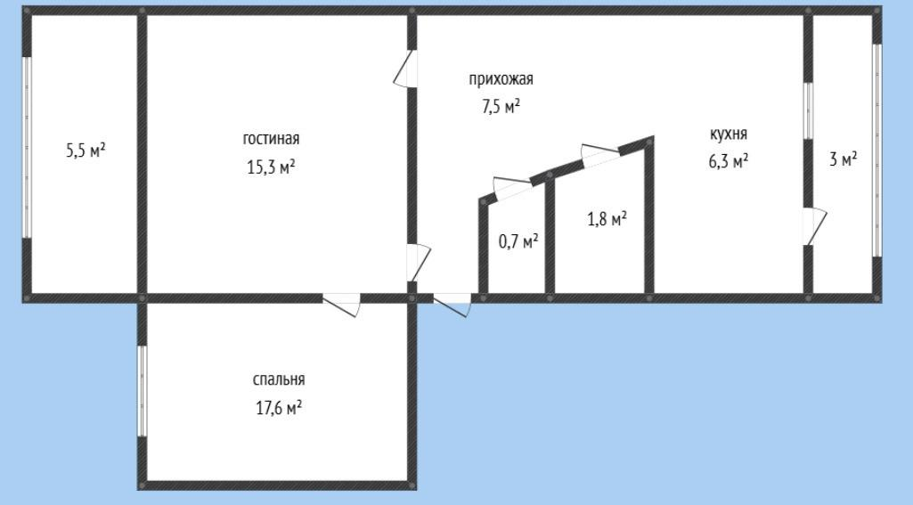 2-комнатная 55 м2 в ЖК undefined корпус null этаж 2