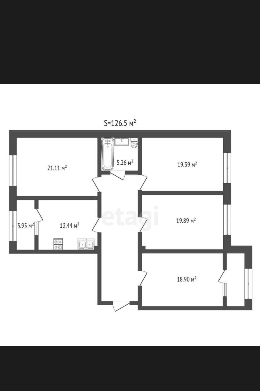 4-комнатная 126.5 м2 в ЖК undefined корпус null этаж 2