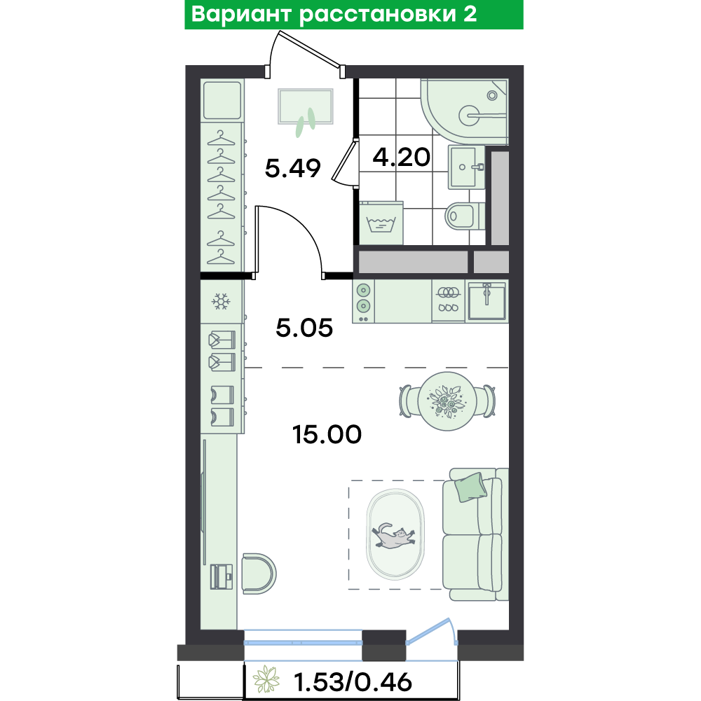 Студия 30 м2 в ЖК G3 Театральный корпус null этаж 4