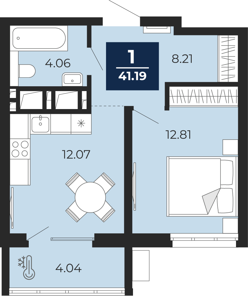 1-комнатная 37 м2 в ЖК Беринг корпус null этаж 13