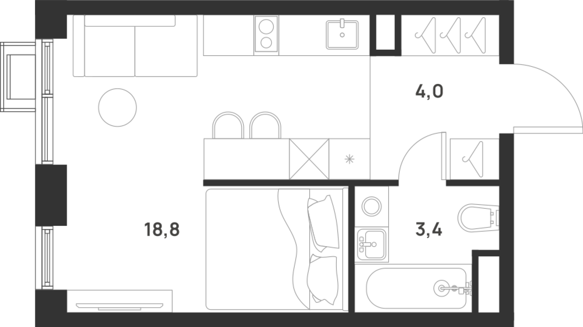 Студия 26 м2 в ЖК Форевиль корпус null этаж 15