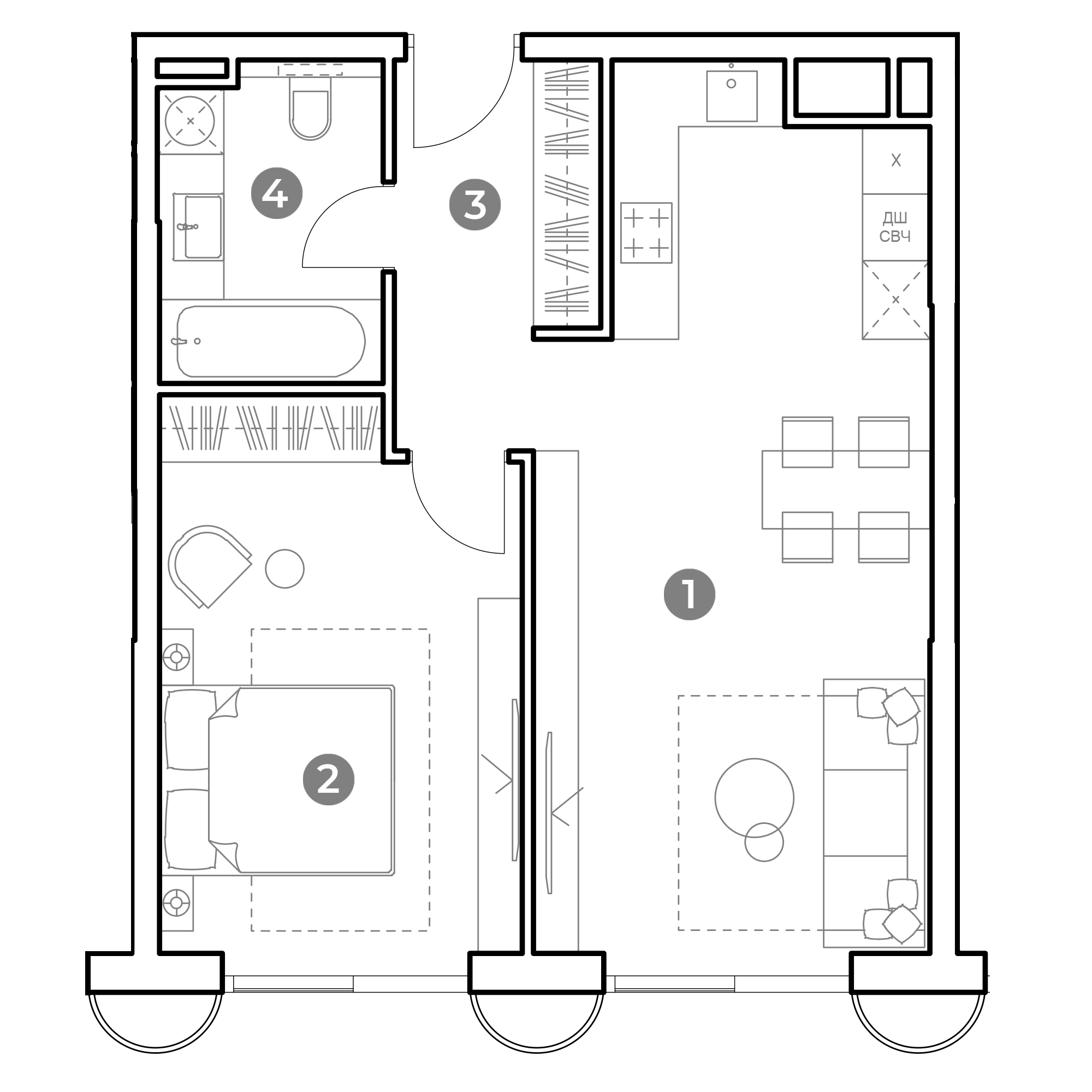 2-комнатная 54 м2 в ЖК Nametkin Tower корпус null этаж 6
