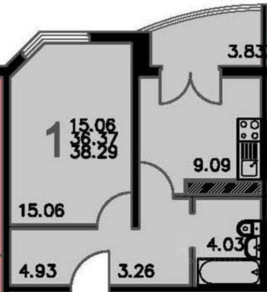 1-комнатная 36.2 м2 в ЖК undefined корпус null этаж 10